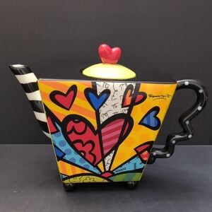 2009 Romero Britto It's a New Day Multi-colored Teapot, Signed By Artist.
